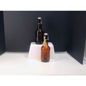 2 VTG Grolsch Amber Brown Lager Beer Bottle Porcelain Swing Top Beer Bottle